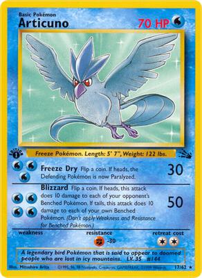 Articuno (17) card from Fossil