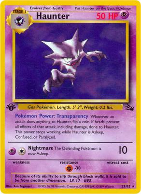 Haunter (21) card from Fossil