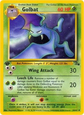 Golbat card from Fossil