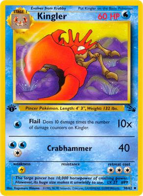 Kingler card from Fossil