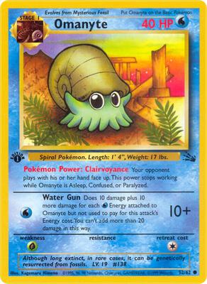 Omanyte card from Fossil
