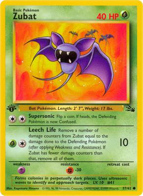 Zubat card from Fossil