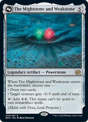 The Mightstone and Weakstone card from The Brothers' War