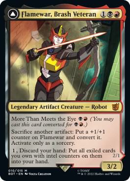 Flamewar, Brash Veteran card from Universes Beyond: Transformers