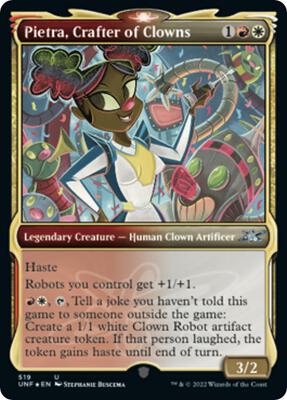 Pietra, Crafter of Clowns (Showcase) (Galaxy Foil) card from Unfinity