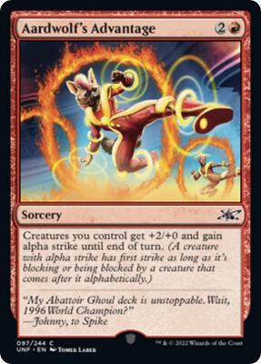 Aardwolf's Advantage card from Unfinity