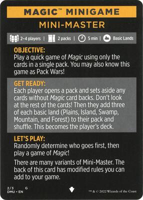 Magic Minigame: Mini-Master card from Dominaria United