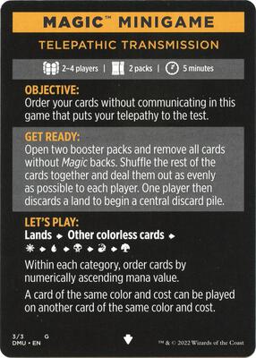 Magic Minigame: Telepathic Transmission card from Dominaria United