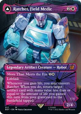 Ratchet, Field Medic (Shattered Glass) card from Universes Beyond: Transformers