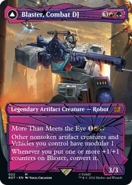 Blaster, Combat DJ (Shattered Glass) card from Universes Beyond: Transformers