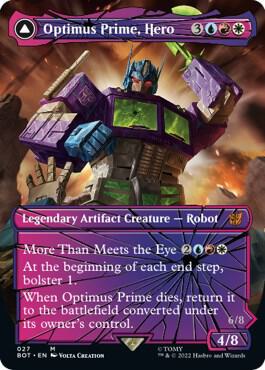 Optimus Prime, Hero (Shattered Glass) card from Universes Beyond: Transformers