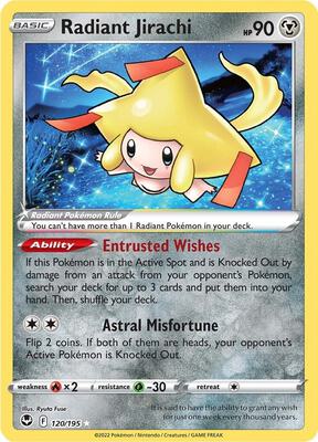 Radiant Jirachi card from SWSH12: Silver Tempest