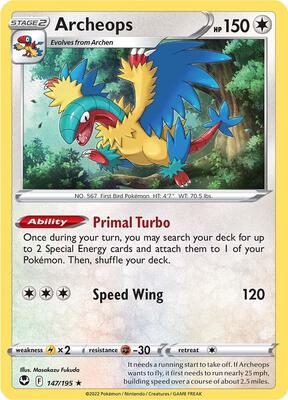 Archeops card from SWSH12: Silver Tempest