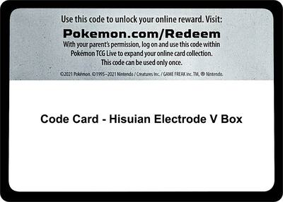Code Card - Hisuian Electrode V Box card from Miscellaneous Cards & Products
