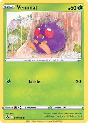 Venonat card from SWSH12: Silver Tempest