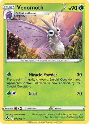 Venomoth card from SWSH12: Silver Tempest