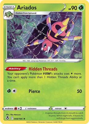 Ariados card from SWSH12: Silver Tempest