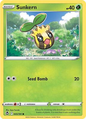 Sunkern card from SWSH12: Silver Tempest