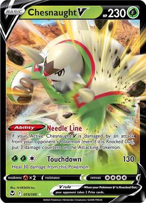Chesnaught V card from SWSH12: Silver Tempest