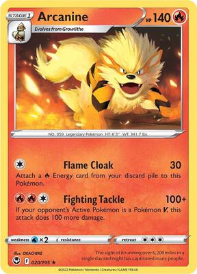 Arcanine card from SWSH12: Silver Tempest