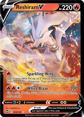 Reshiram V card from SWSH12: Silver Tempest