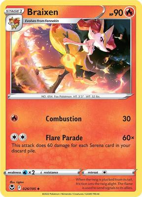 Braixen card from SWSH12: Silver Tempest