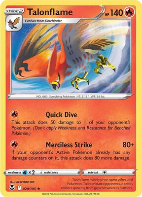 Talonflame card from SWSH12: Silver Tempest
