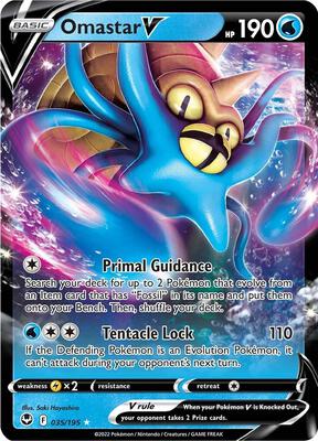 Omastar V card from SWSH12: Silver Tempest