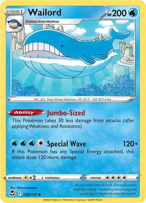 Wailord card from SWSH12: Silver Tempest