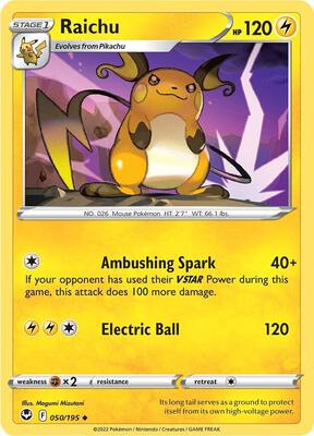Raichu card from SWSH12: Silver Tempest
