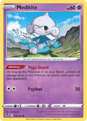Meditite card from SWSH12: Silver Tempest