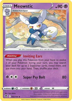 Meowstic card from SWSH12: Silver Tempest
