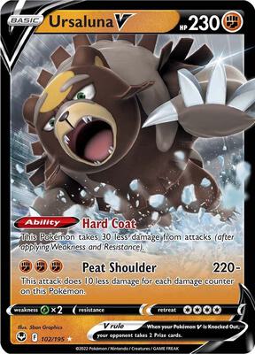 Ursaluna V card from SWSH12: Silver Tempest