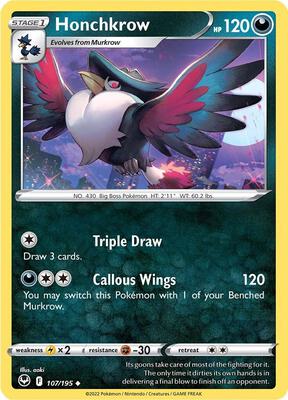Honchkrow card from SWSH12: Silver Tempest
