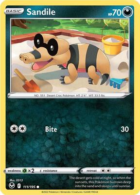 Sandile card from SWSH12: Silver Tempest