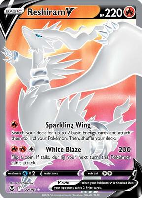Reshiram V (Full Art) card from SWSH12: Silver Tempest