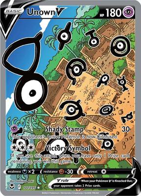 Unown V (Alternate Full Art) card from SWSH12: Silver Tempest