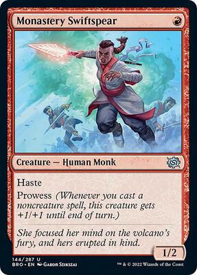 Monastery Swiftspear card from The Brothers' War