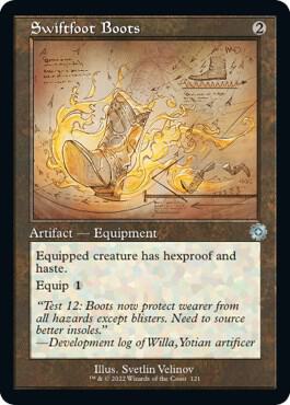 Swiftfoot Boots (Schematic) card from The Brothers' War: Retro Frame Artifacts