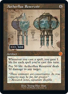 Aetherflux Reservoir (Schematic) (Serial Numbered) card from The Brothers' War: Retro Frame Artifacts