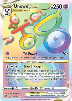 Unown VSTAR (Secret) card from SWSH12: Silver Tempest