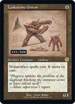 Lodestone Golem (Schematic) (Serial Numbered) card from The Brothers' War: Retro Frame Artifacts