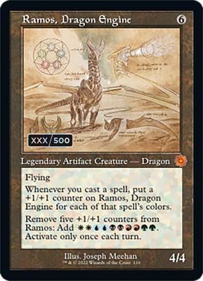 Ramos, Dragon Engine (Schematic) (Serial Numbered) card from The Brothers' War: Retro Frame Artifacts