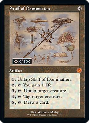 Staff of Domination (Schematic) (Serial Numbered) card from The Brothers' War: Retro Frame Artifacts