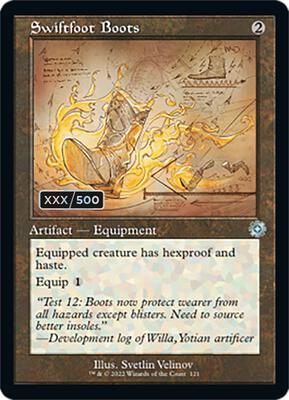 Swiftfoot Boots (Schematic) (Serial Numbered) card from The Brothers' War: Retro Frame Artifacts