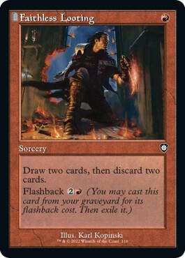 Faithless Looting (Retro Frame) card from Commander: The Brothers' War