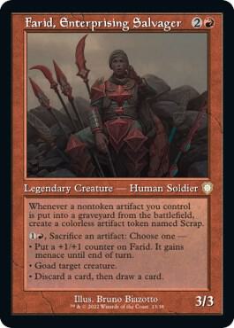 Farid, Enterprising Salvager (Retro Frame) card from Commander: The Brothers' War
