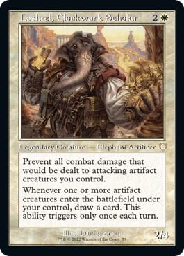 Losheel, Clockwork Scholar (Retro Frame) card from Commander: The Brothers' War