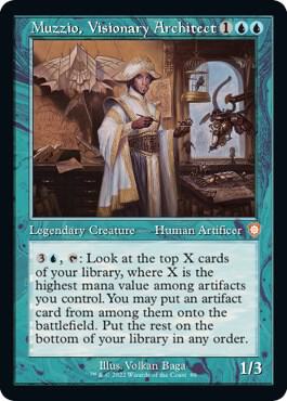 Muzzio, Visionary Architect (Retro Frame) card from Commander: The Brothers' War