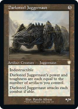 Darksteel Juggernaut (Retro Frame) card from Commander: The Brothers' War